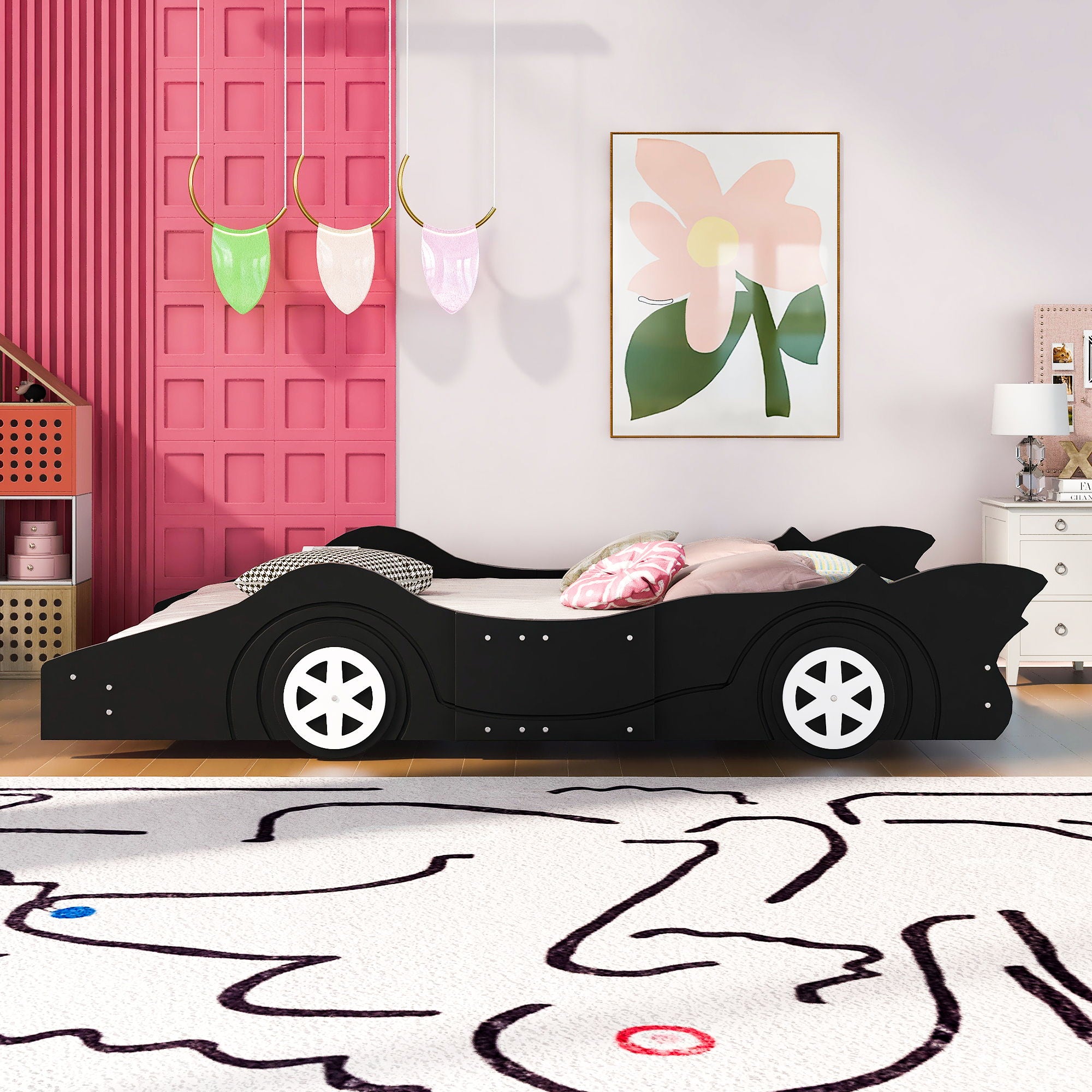 Race Car Shaped Platform Bed &amp; Wheels
