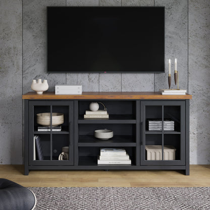 Essex - TV Stand Console For TVs Up To 80&quot; - Black, Whiskey