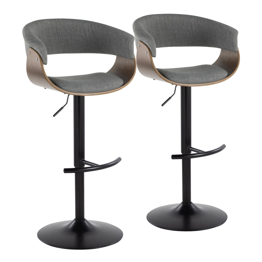 Vintage Mod - Mid Century Modern Adjustable Height Barstool With Swivel &amp; Rounded T Footrest (Set of 2)