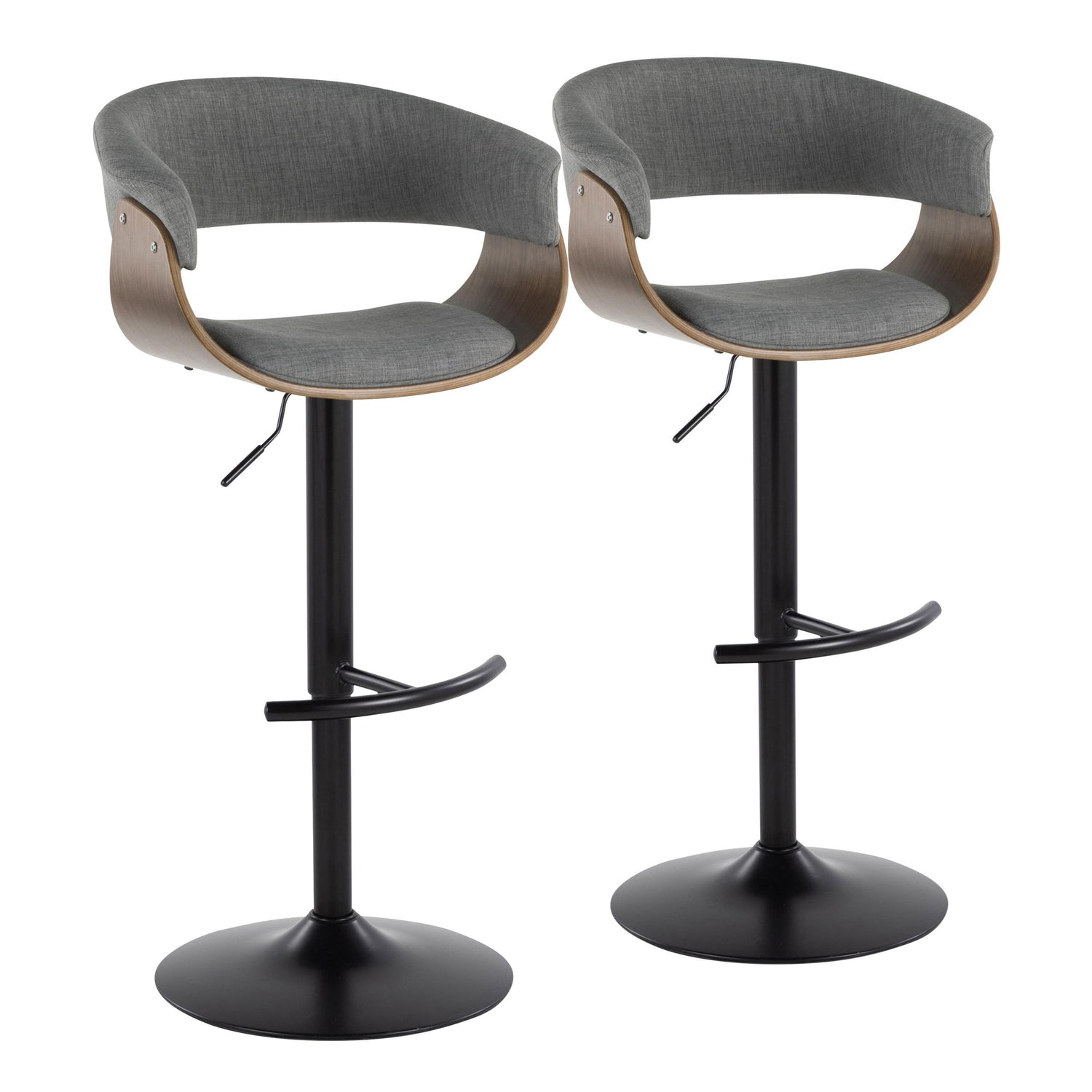 Vintage Mod - Mid Century Modern Adjustable Height Barstool With Swivel &amp; Rounded T Footrest (Set of 2)