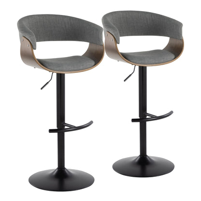 Vintage Mod - Mid Century Modern Adjustable Height Barstool With Swivel &amp; Rounded T Footrest (Set of 2)