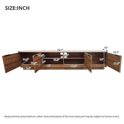 TV Stand, Entertainment Center With Fluted Door &amp; Cable Management, Soft Closing Hinges - Walnut