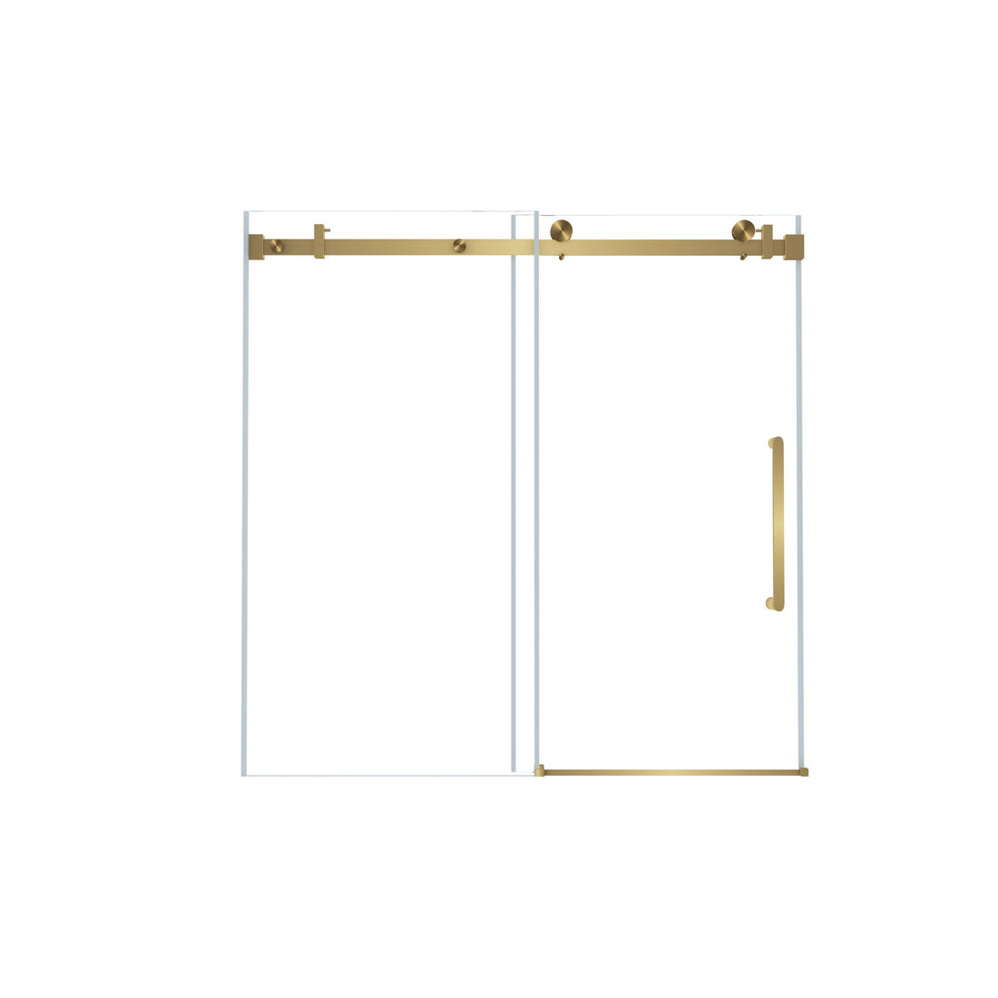 Frameless Single Sliding Shower Door With Handle And Square Tube Track