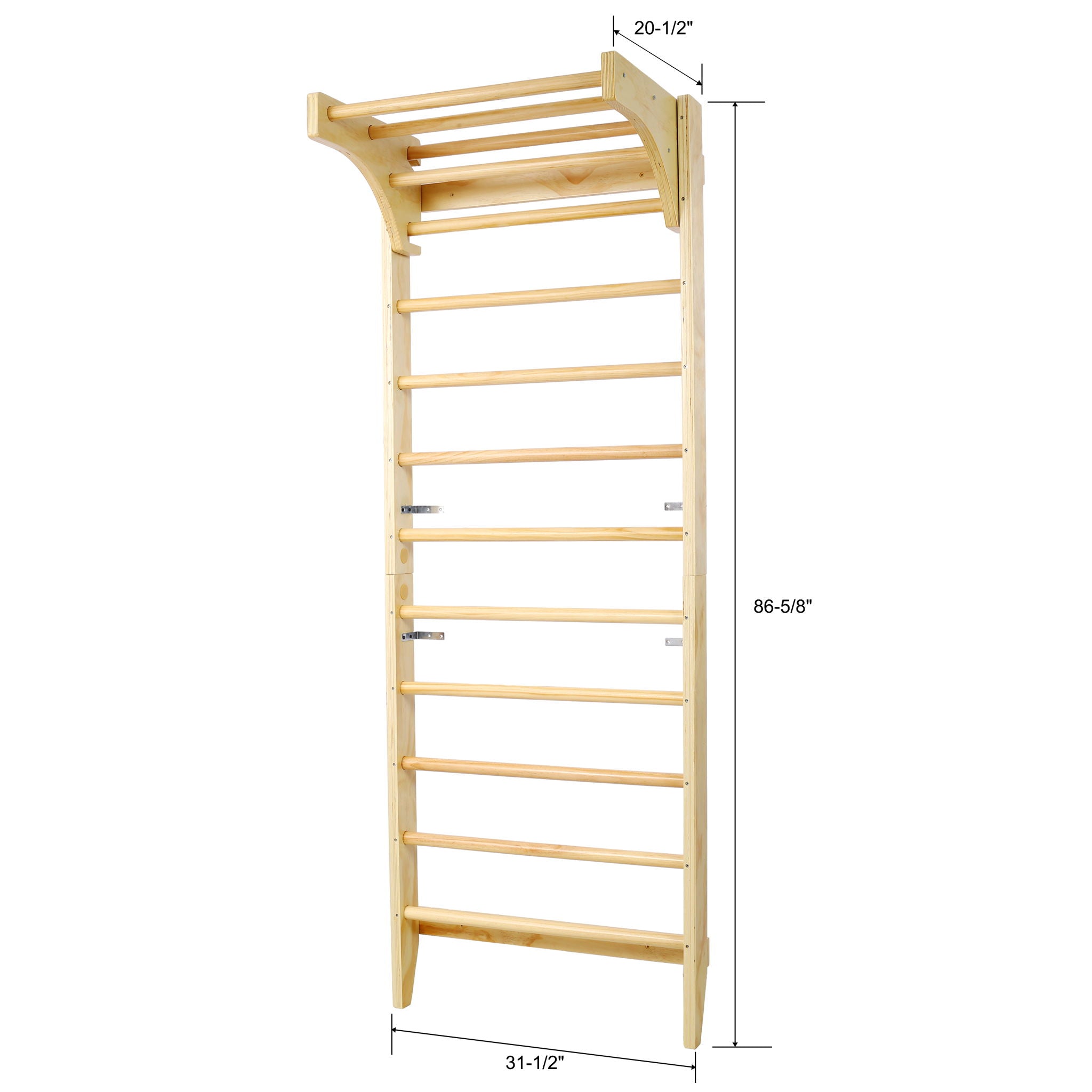 Swedish Ladder, Stall Bars Set For Physical Therapy &amp; Gymnastics - Natural
