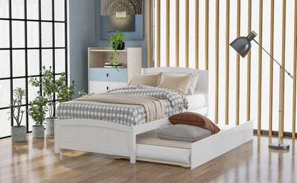 Platform Bed &amp; Headboard, Footboard And Wood Slat Support