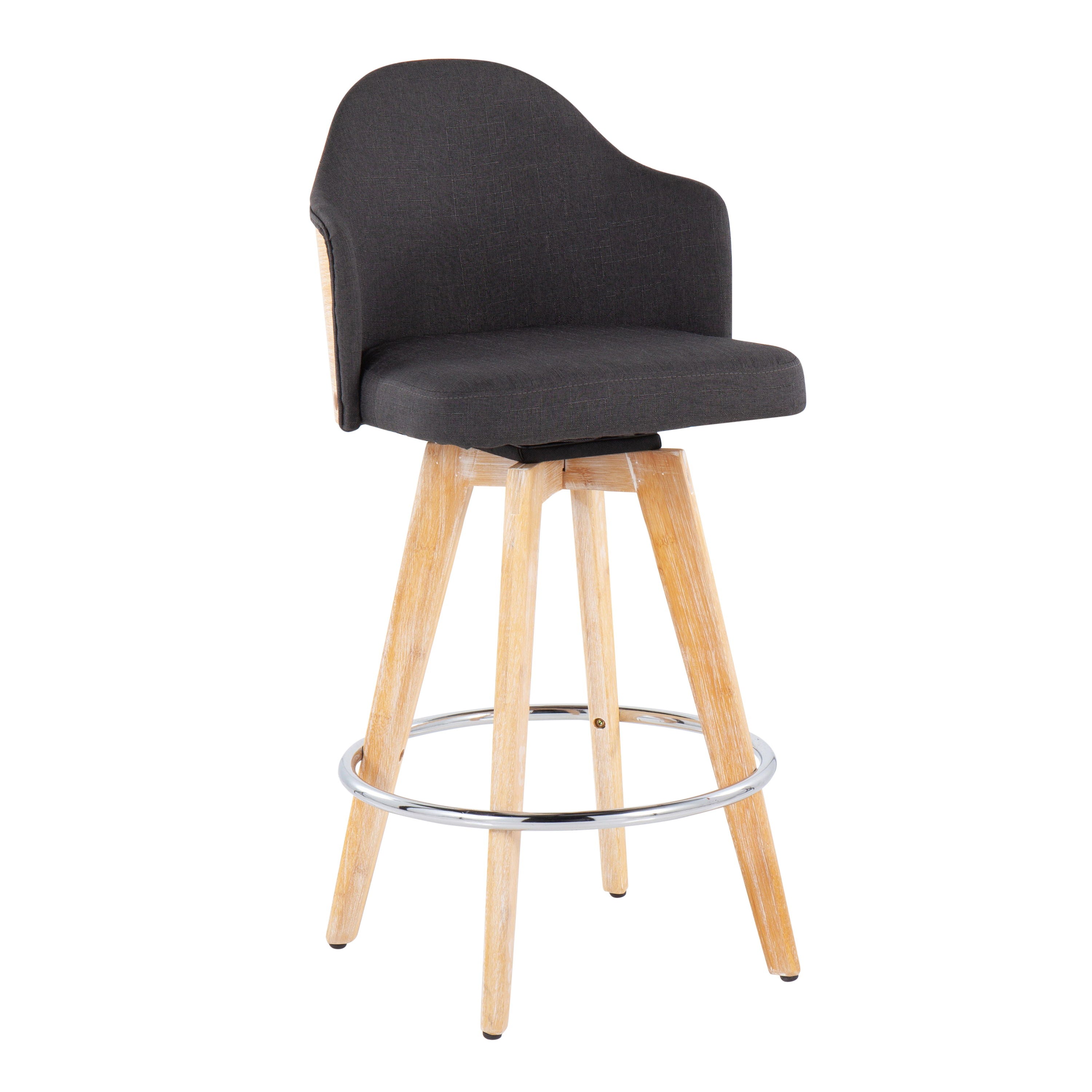 Ahoy - Contemporary Fixed Height Counter Stool &amp; Round Footrest (Set of 2)