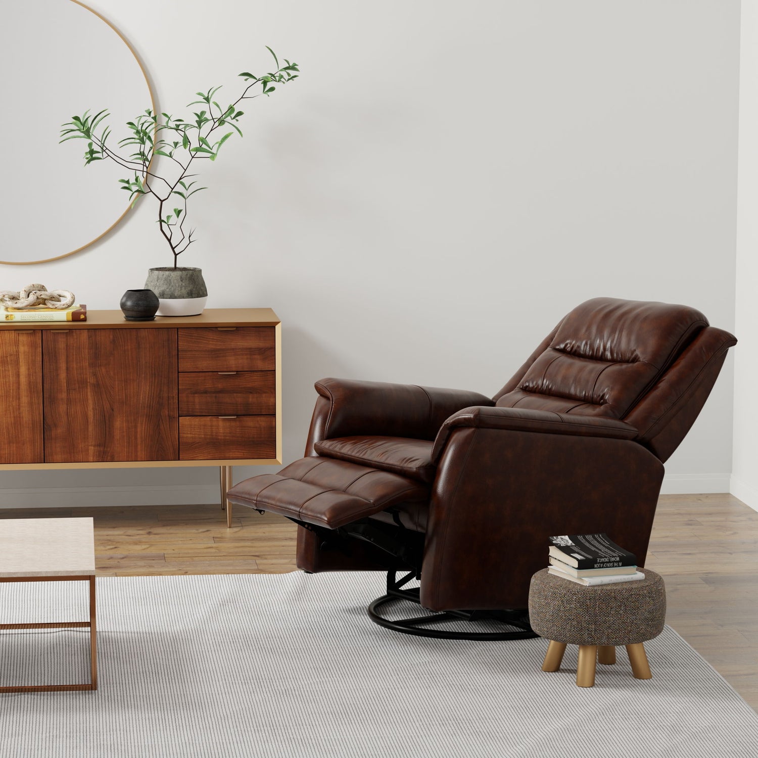 Swivel Recliner With Manual Adjustable Footrest