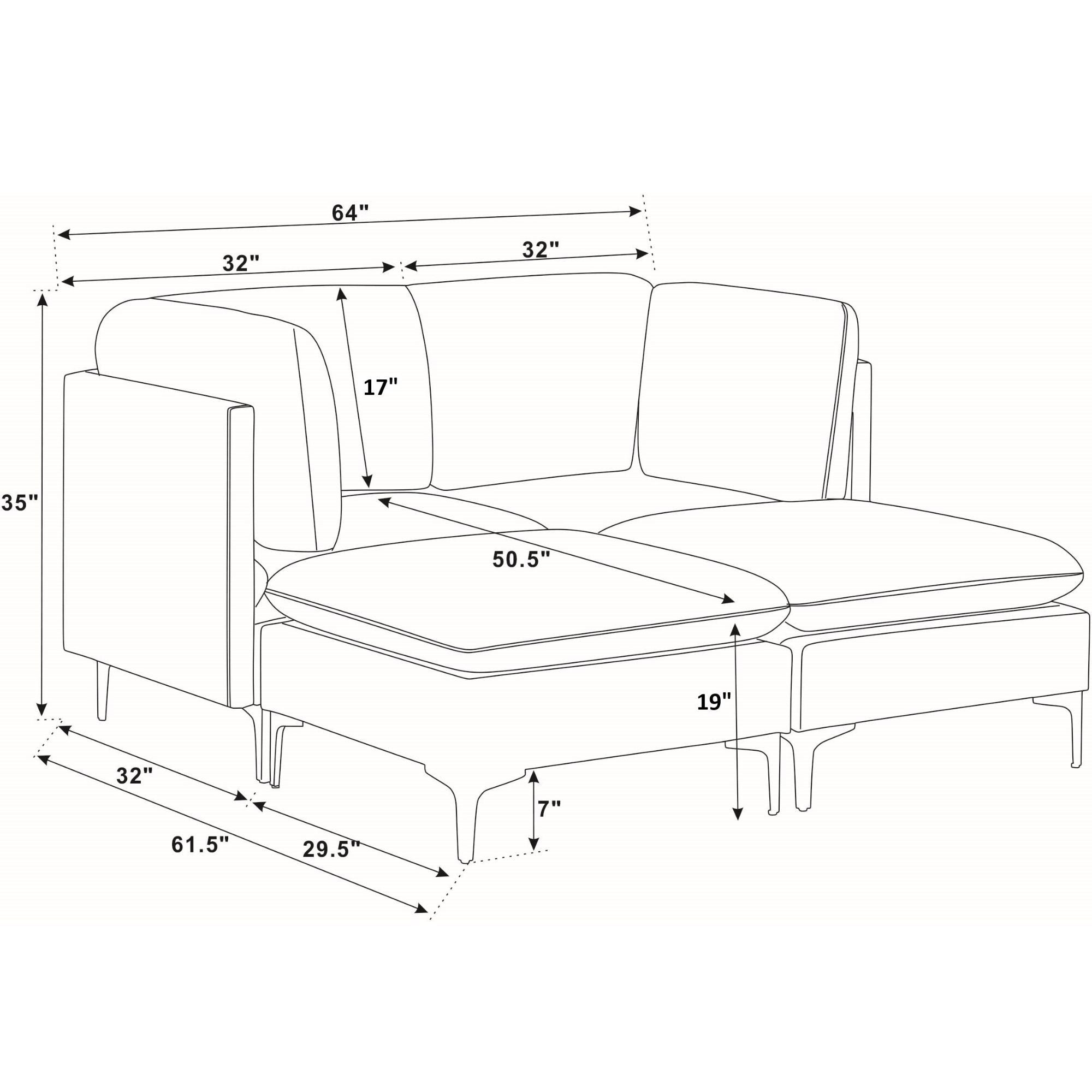 Upholstered Modular Sectional &amp; Tall Legs
