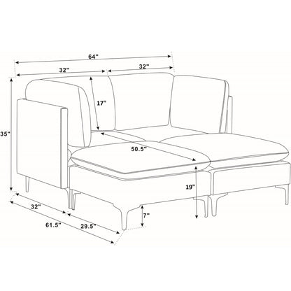 Upholstered Modular Sectional &amp; Tall Legs