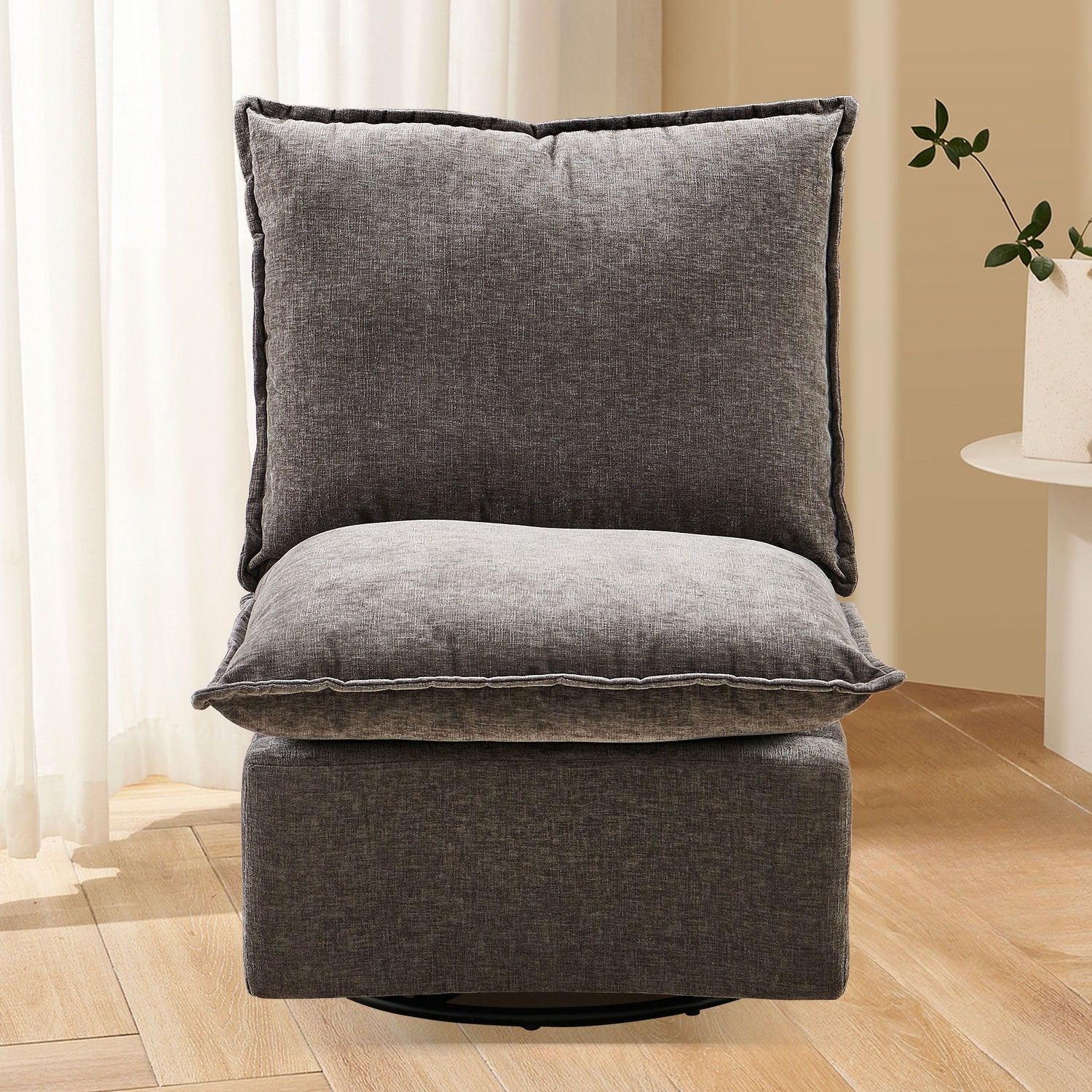 Detachable Chenille Single 360 Swivel Rocking Rocker, 360 Swivel Sofa Chair &amp; Single Sofa Lounge, Comfortable Seating For Living Room &amp; Bedroom Sofa 1 Piece