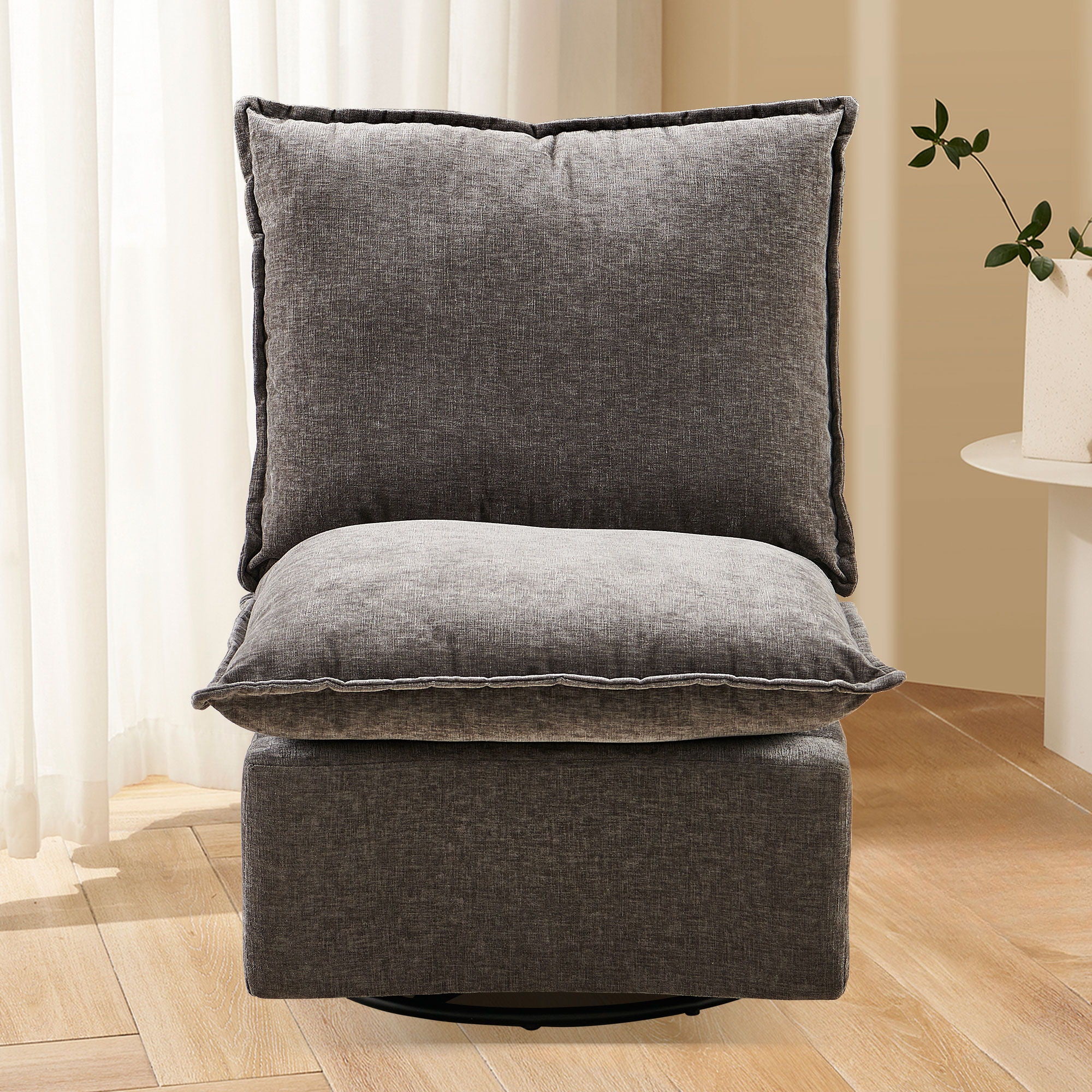 Detachable Chenille Single 360 Swivel Rocking Rocker, 360 Swivel Sofa Chair &amp; Single Sofa Lounge, Comfortable Seating For Living Room &amp; Bedroom Sofa 1 Piece