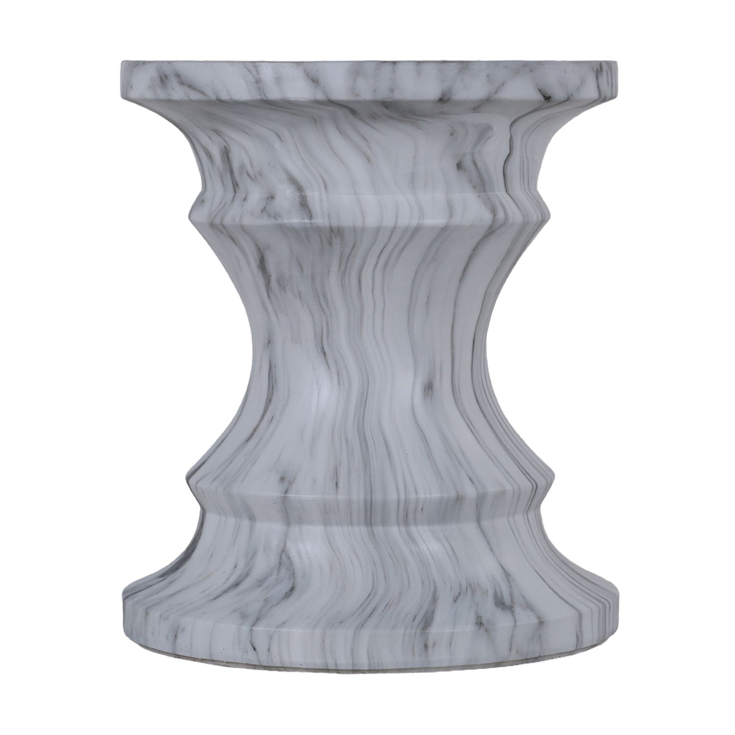 Geometric Round Outdoor End Table - Marble