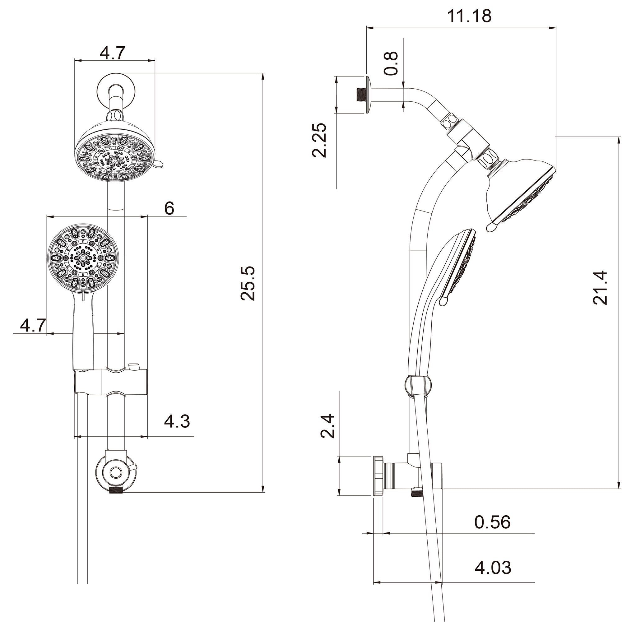 Multi Function Dual Shower Head Shower System With 4.7&quot; Rain Showerhead, 7 Function Hand Shower, Adjustable Slide Bar