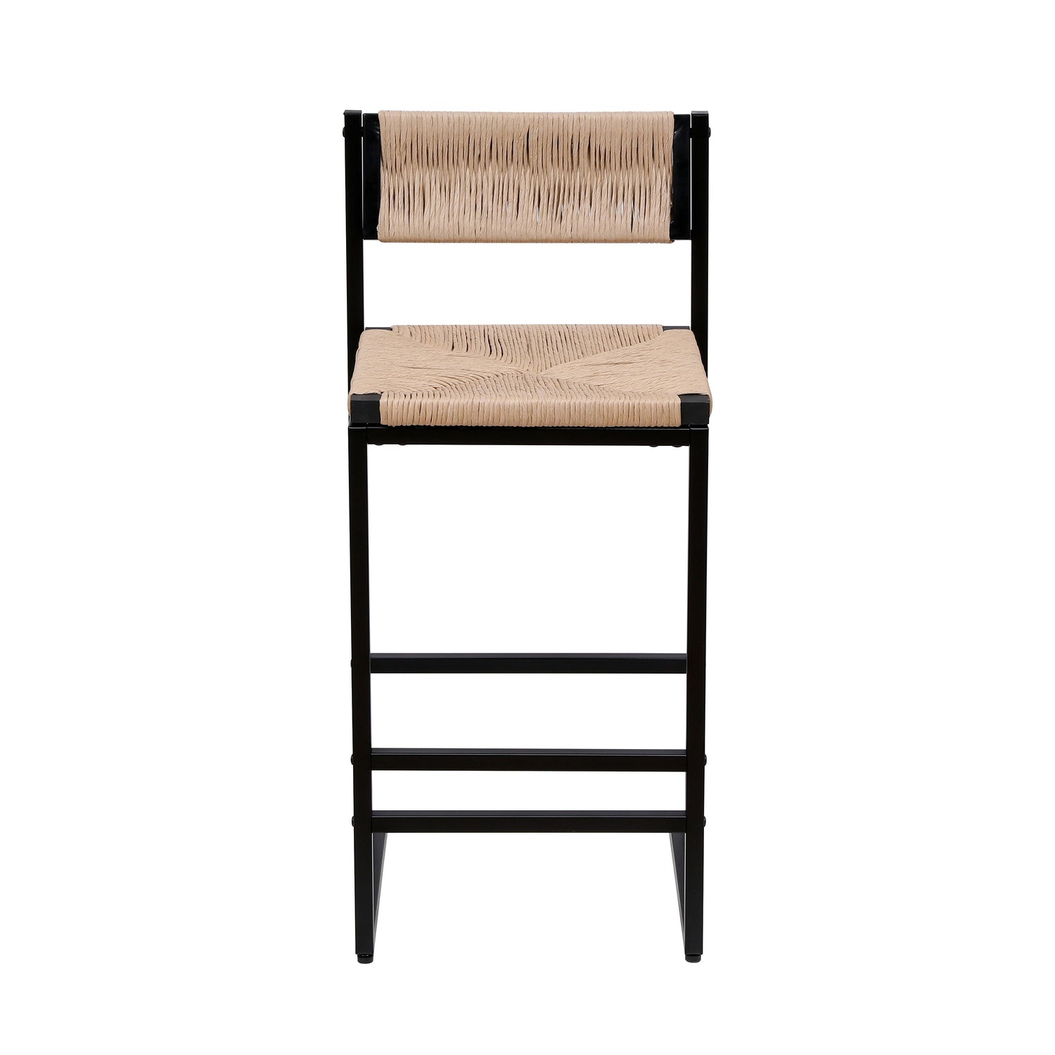 Bar Stools Paper Rope Weave Dining Chairs With Back Hand Weave Stools For Kichen Island, Bar &amp; Counter (Set of 2)