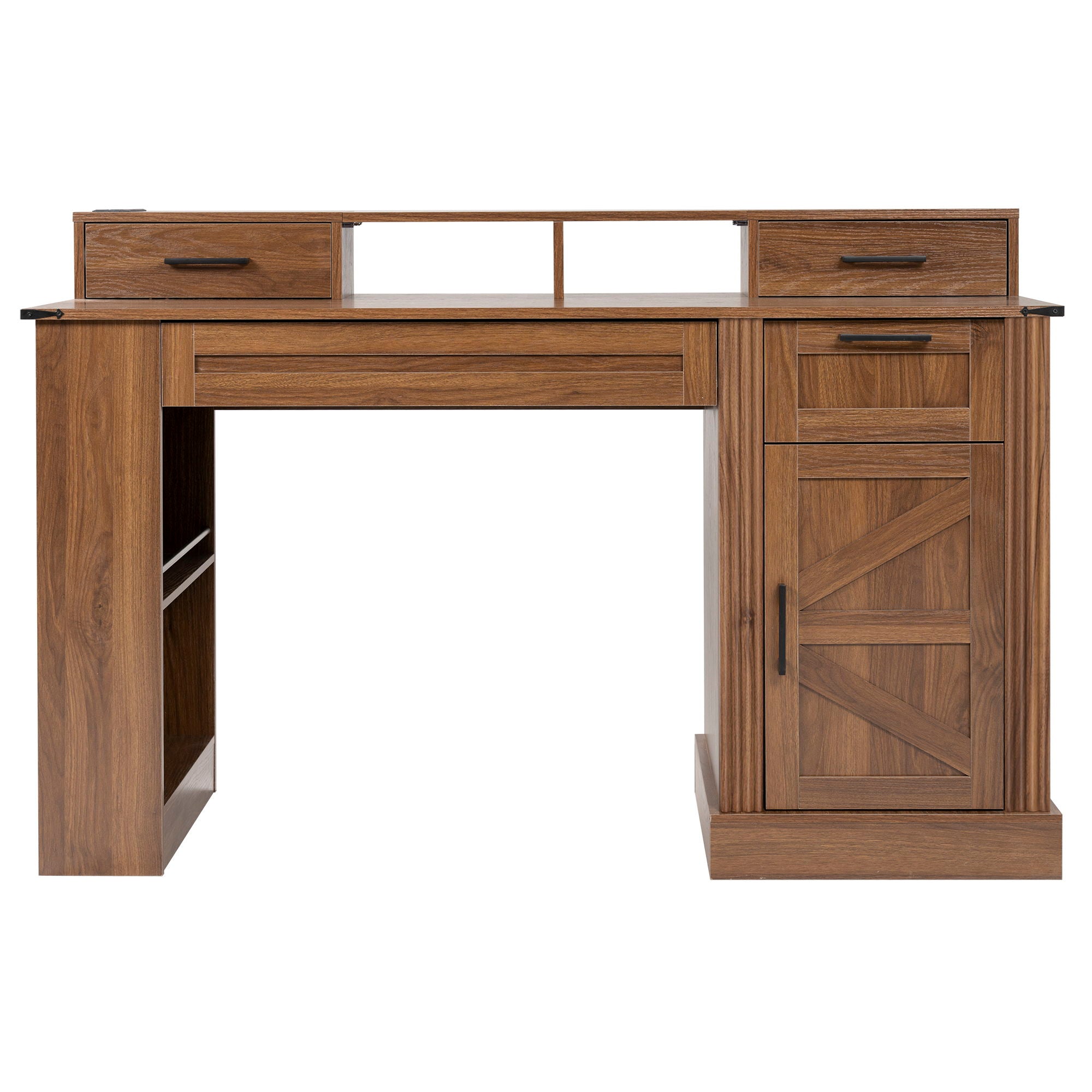 Office Desk With Storage Cabinet, Charging Station, Monitor Stand &amp; Pegboard
