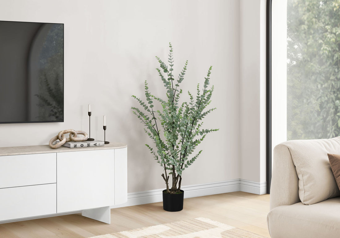 44&quot; Tall, Artificial Plant, Eucalyptus Tree, Indoor, Faux, Fake, Floor, Greenery, Potted, Real Touch, Decorative - Green / Black
