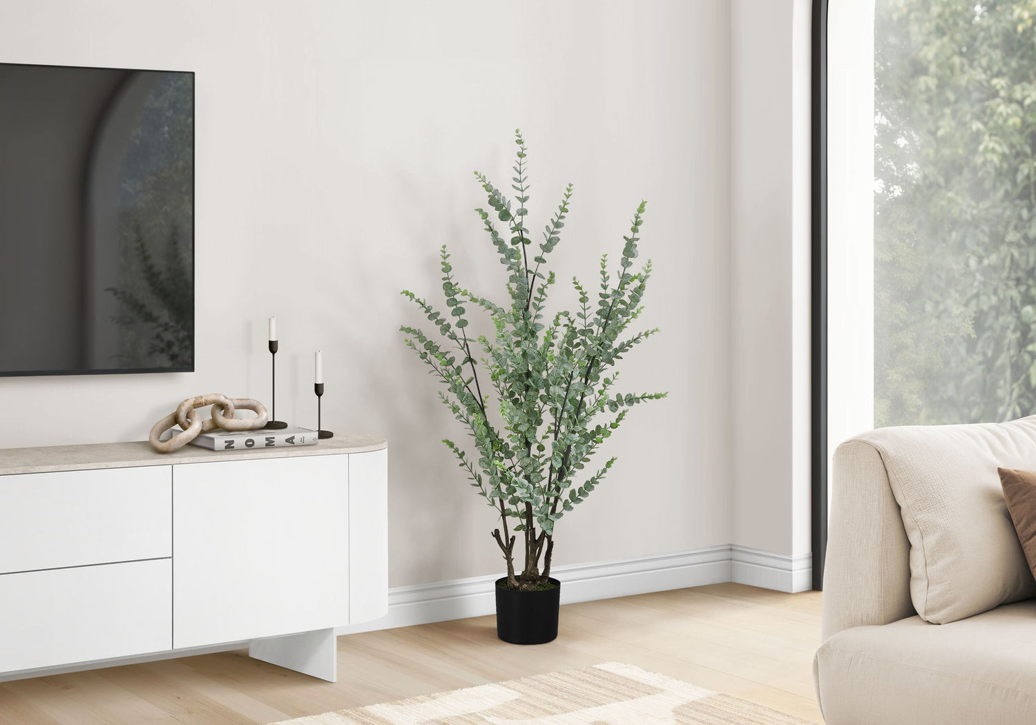 44&quot; Tall, Artificial Plant, Eucalyptus Tree, Indoor, Faux, Fake, Floor, Greenery, Potted, Real Touch, Decorative - Green / Black