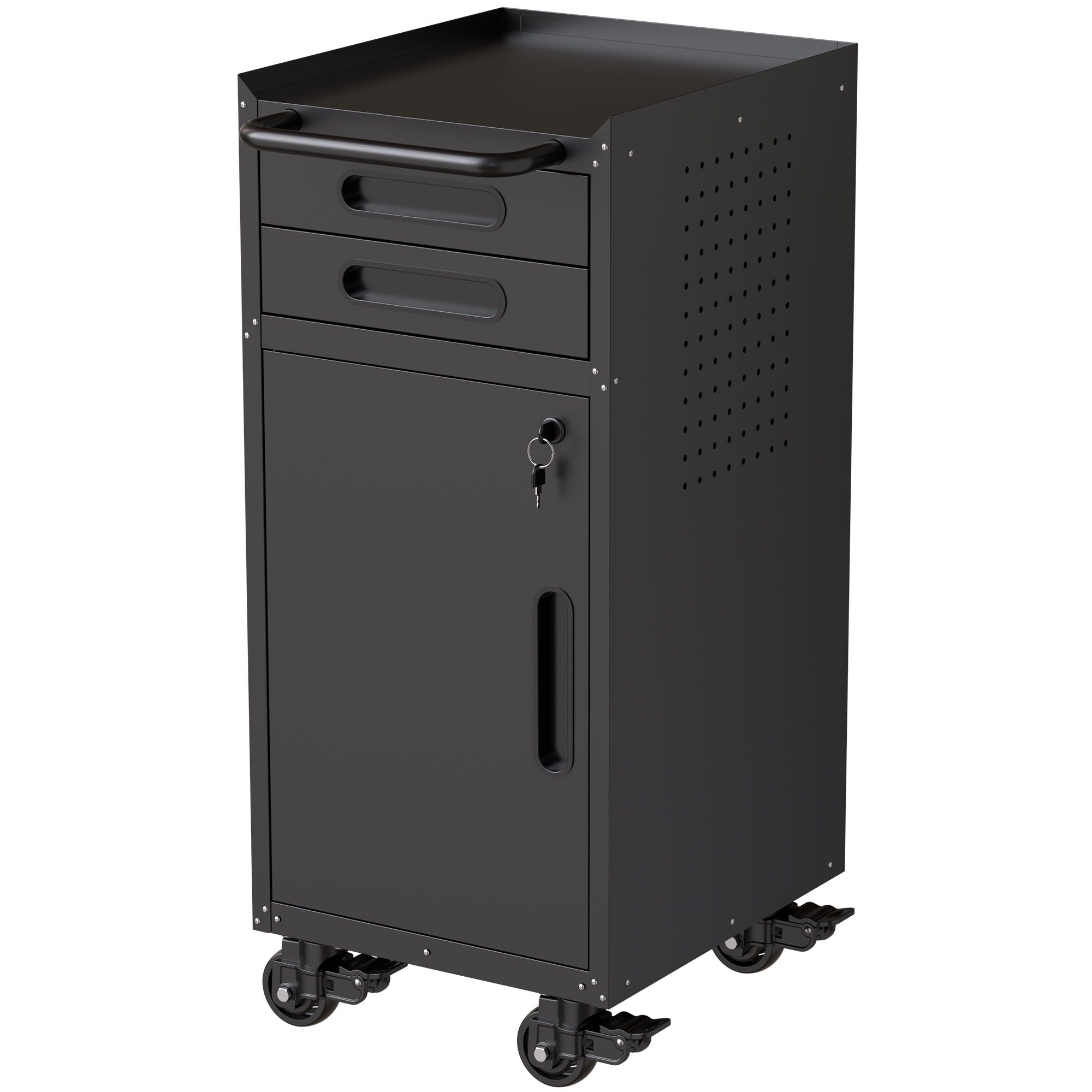 Rolling Tool Cabinet Heavy Duty Garage Storage With Lockable Doors &amp; Drawers
