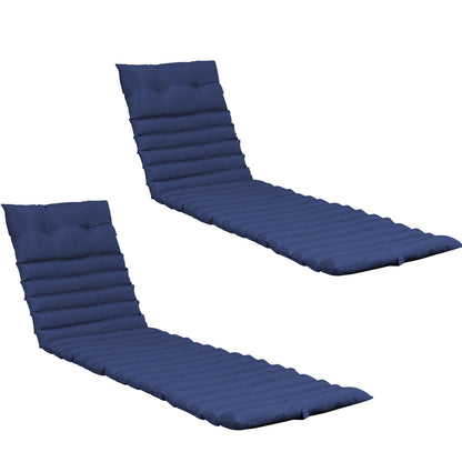 72.83&quot; Outdoor Lounge Chairs (Set of 2), Cushion Replacement Patio Funiture Seat Cushion Chaise Lounge Cushion - Navy Blue
