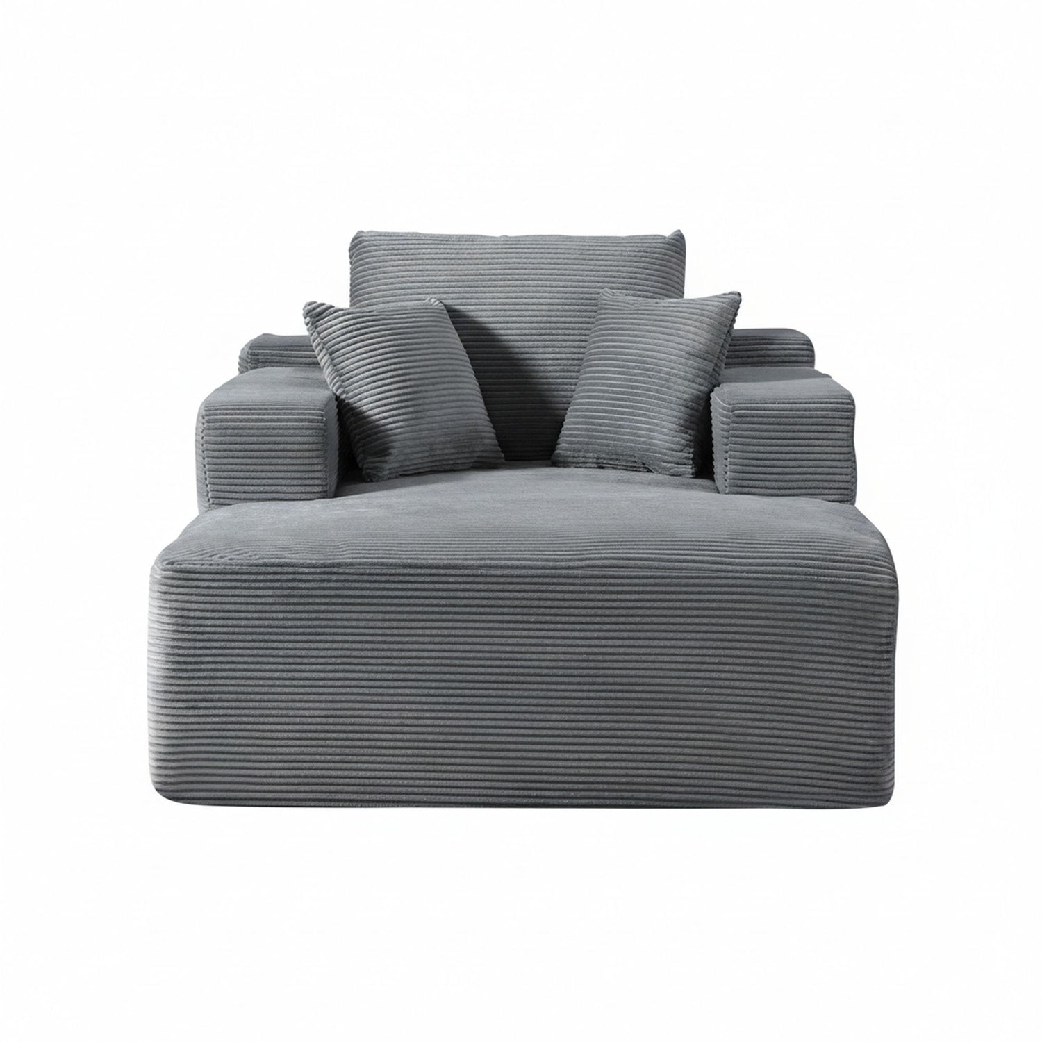 Convertible Chaise Lounge Chair With Wide Armrest &amp; Throw Pillows