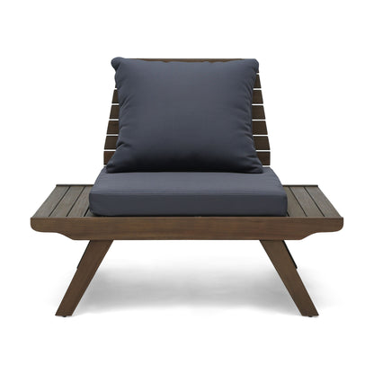 Aticus - 4 Person Outdoor Seating Group With Cushions, Slatted Club Chair - Dark Gray