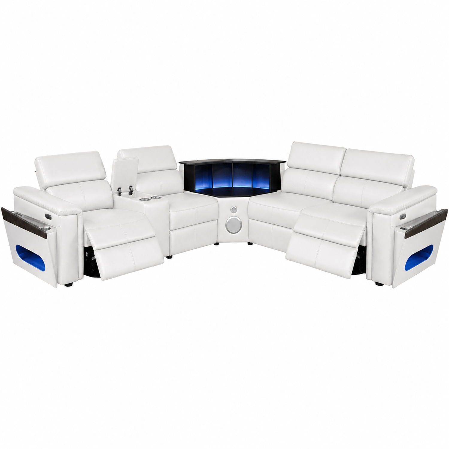 Nova - Sectional With Bluetooth Speaker, LED And Lifting Wine Cabinet