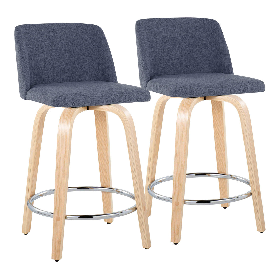 Toriano - Contemporary Fixed Height Counter Stool &amp; Swivel And Round Footrest (Set of 2)