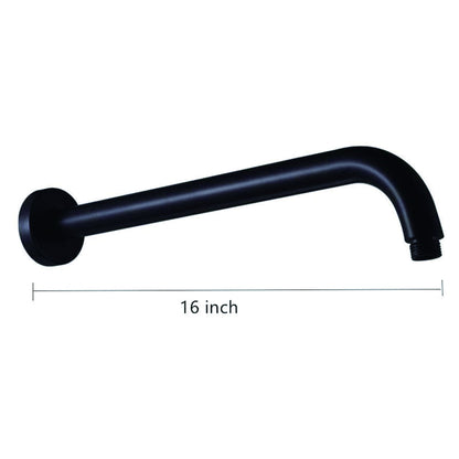 16&quot; Shower Arm With Flange, Stainless Steel, Rust Resistant Design - Matte Black
