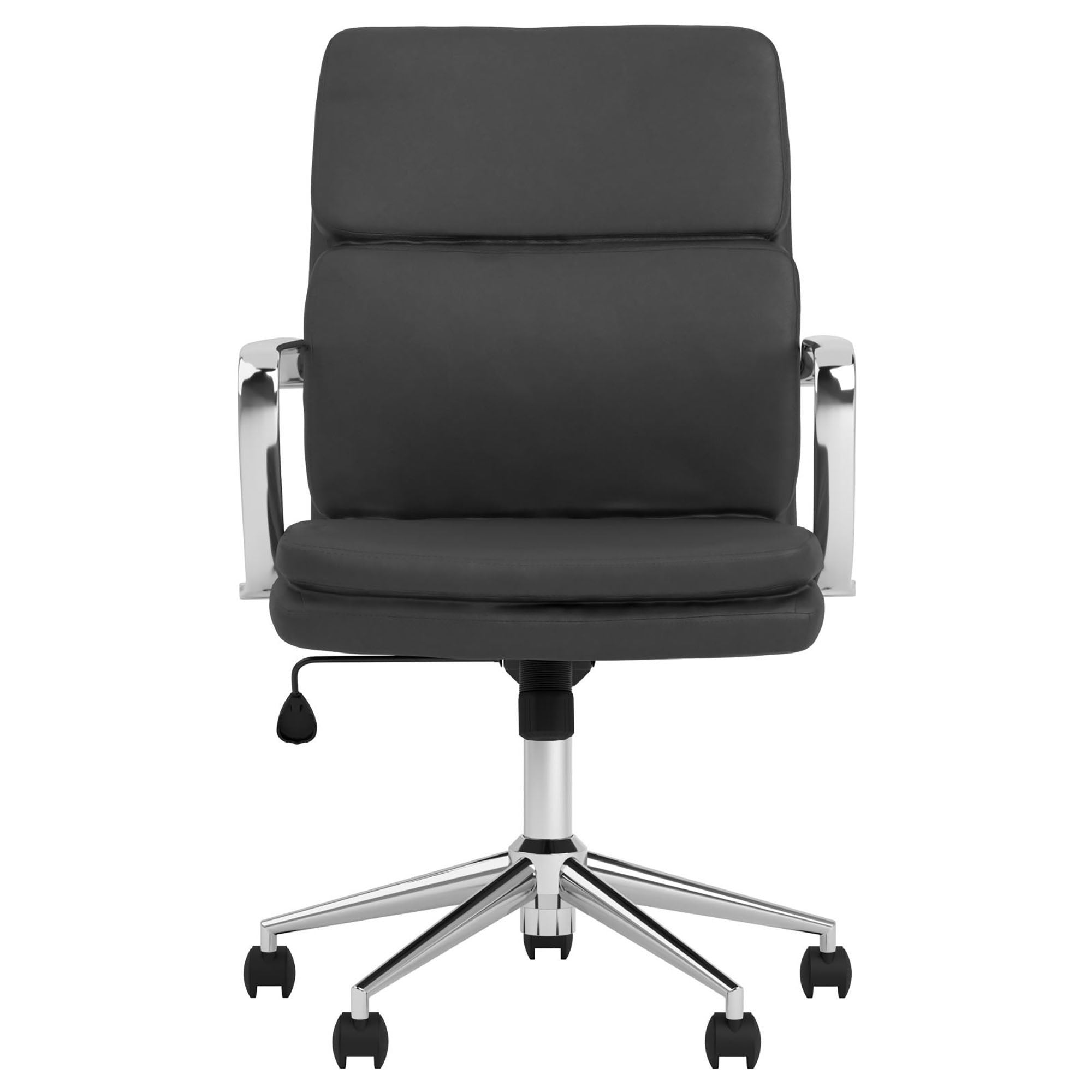 Height Adjustable Rolling Office Chair With Upholstery - Black