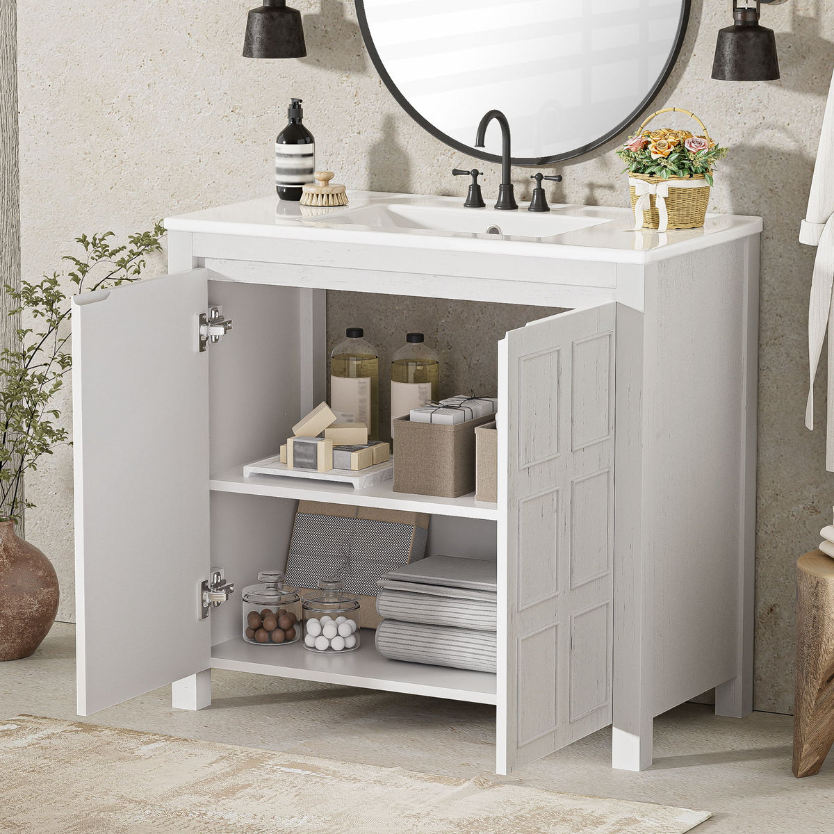 Bathroom Vanity Organizer With Sink, Combo Cabinet Set, Bathroom Storage Cabinet