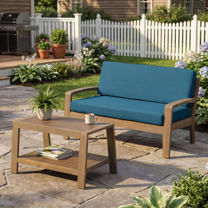2 Piece Outdoor Conversation Set (Loveseat &amp; Coffee Table With Water-Resistant Cushions)