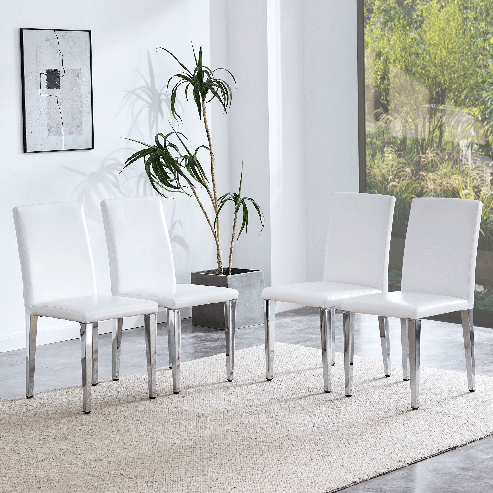 Elegant Upholstered Chairs &amp; Metal Legs
