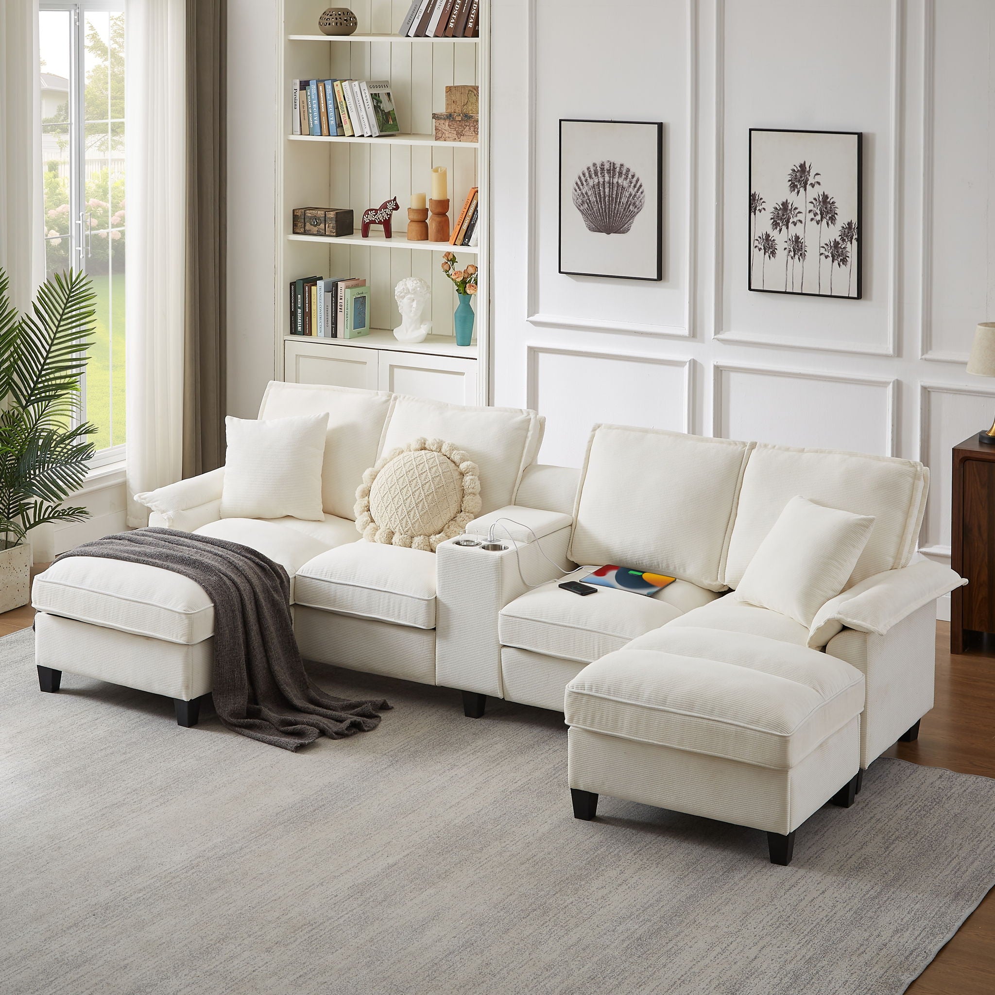 Modern U-Shaped Sectional Sofa Bed With Storage