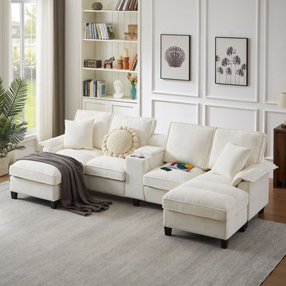 Modern U-Shaped Sectional Sofa Bed With Storage