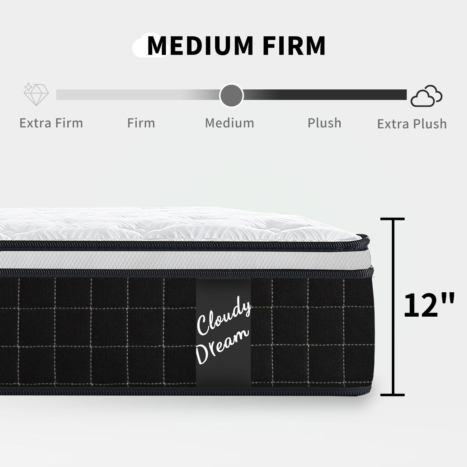 12&quot; Hybrid Mattress With Individual Pocket Spring, Comortable Memory Foam