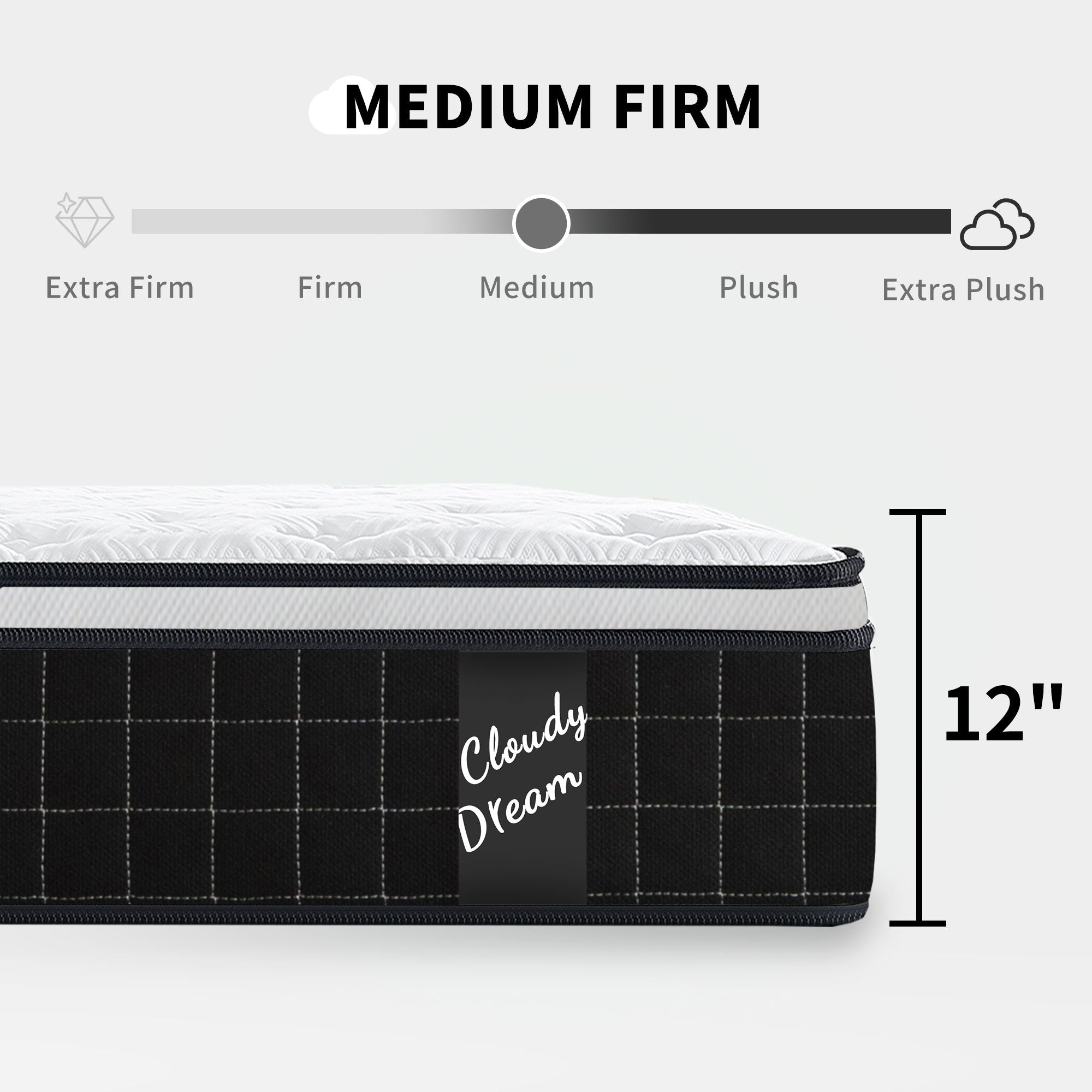 12&quot; Hybrid Mattress With Individual Pocket Spring, Comortable Memory Foam