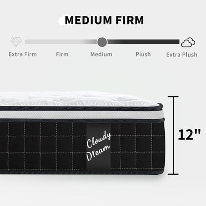 12&quot; Hybrid Mattress With Individual Pocket Spring, Comortable Memory Foam