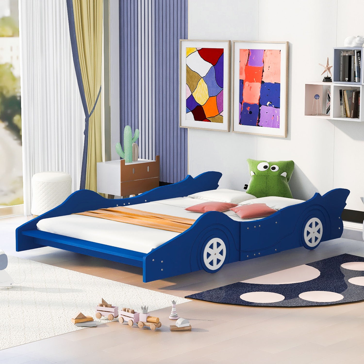 Race Car Shaped Platform Bed &amp; Wheels