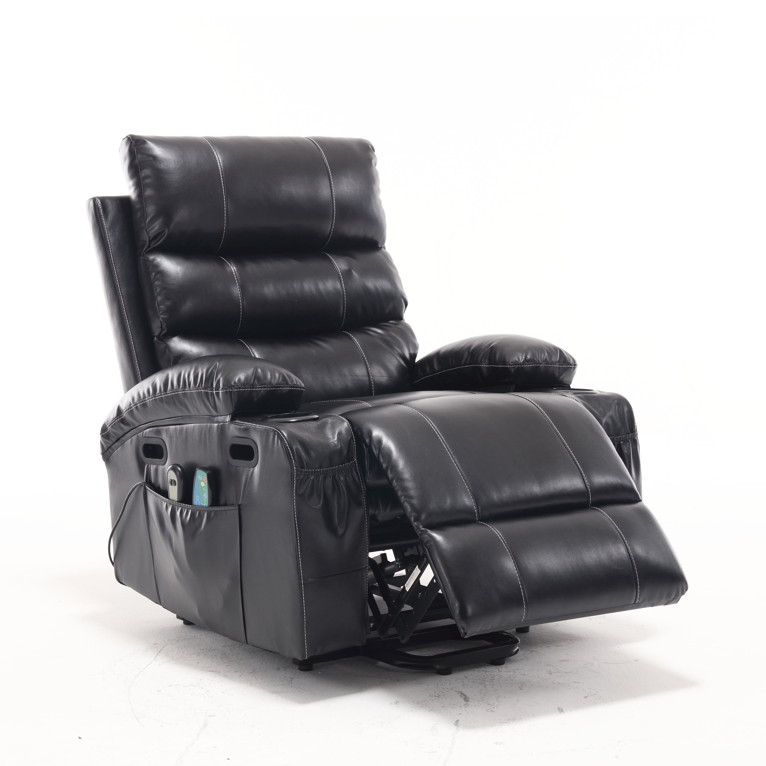 21&quot;seat width,large size Electric Power Lift Recliner Chair Sofa for Elderly, 8 point vibration Massage and lumber heat, Remote Control, Side Pockets and Cup Holders, cozy fabric, overstuffed arm pu