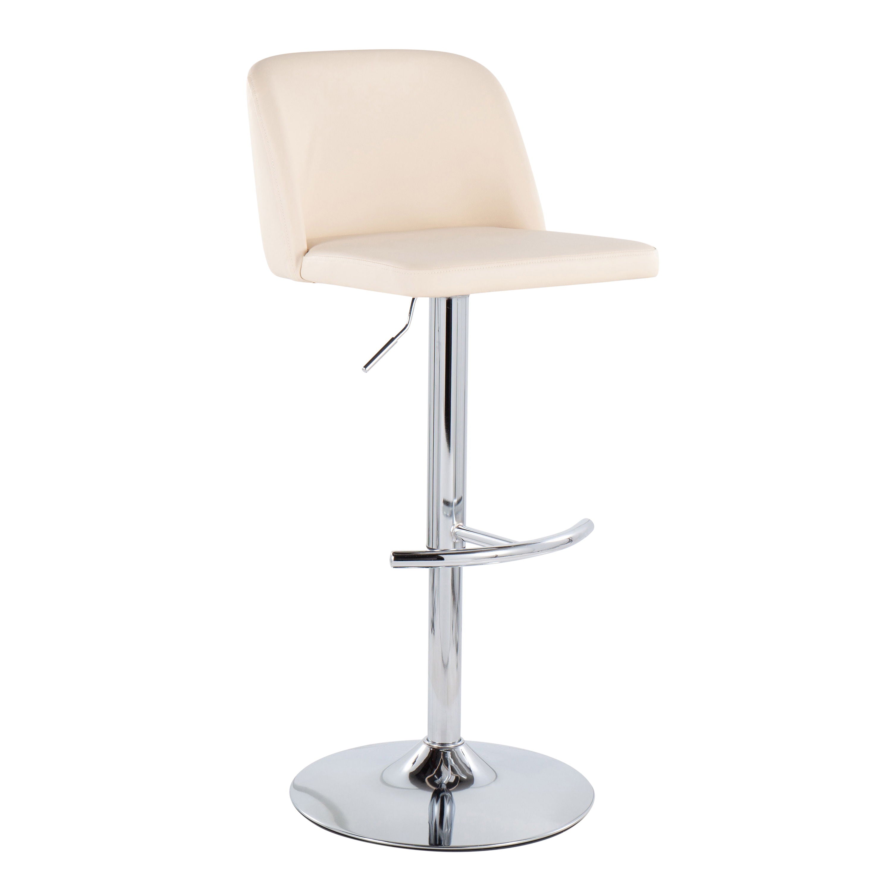 Toriano - Contemporary Adjustable Barstool With Swivel &amp; Rounded T Footrest (Set of 2)