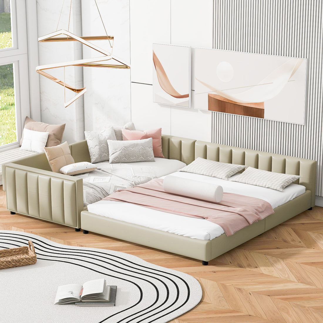 Upholstered Platform Bed, Mother &amp; Child Bed