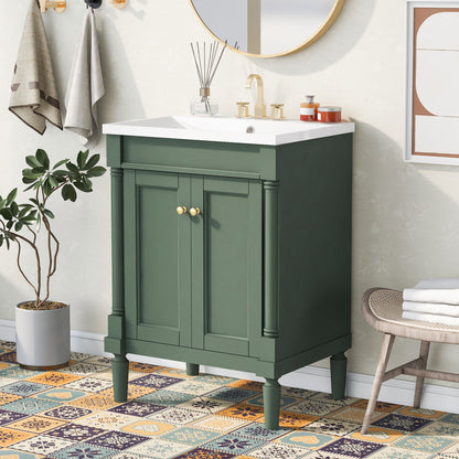 Bathroom Vanity With Top Sink, 2-Tier Modern Bathroom Storage Cabinet