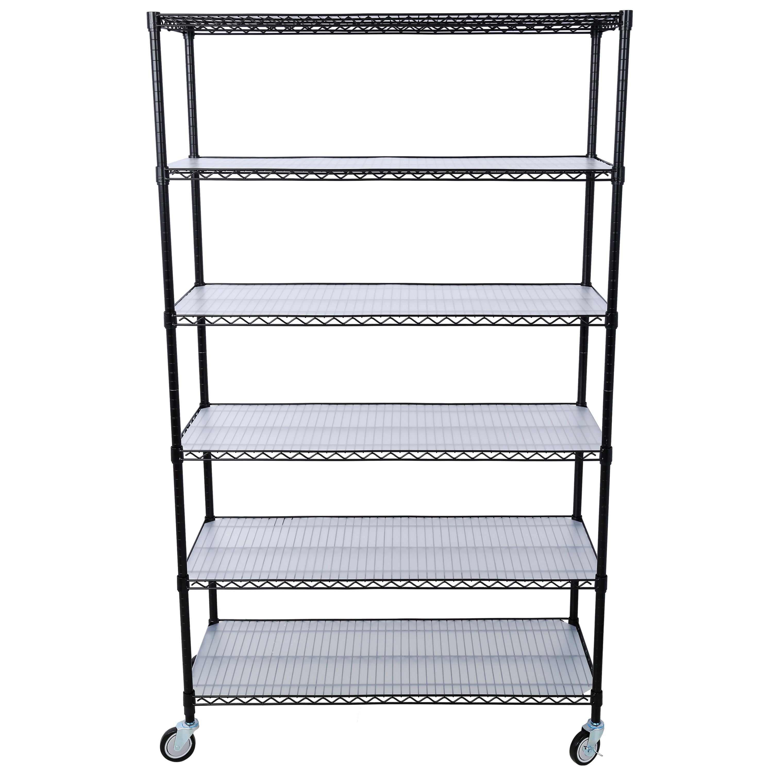 6 Tier 6000Lbs Capacity Nsf Metal Shelf Wire Shelving Unit, Heavy Duty Adjustable Storage Rack With Wheels &amp; Shelf Liners For Commercial Grade Utility Steel Storage Rack