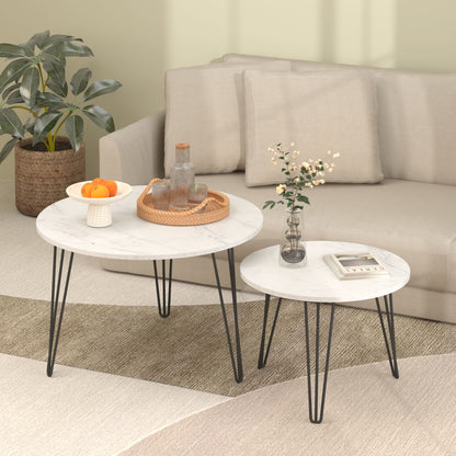 Round Nesting Coffee Table For Living Room (Set of 2)