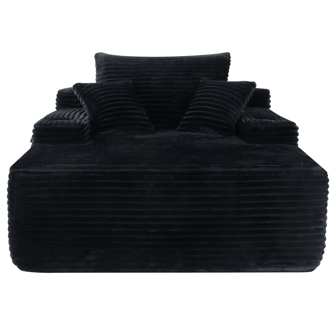 Convertible Chaise Lounge Chair &amp; Wide Armrest &amp; Throw Pillows - Black