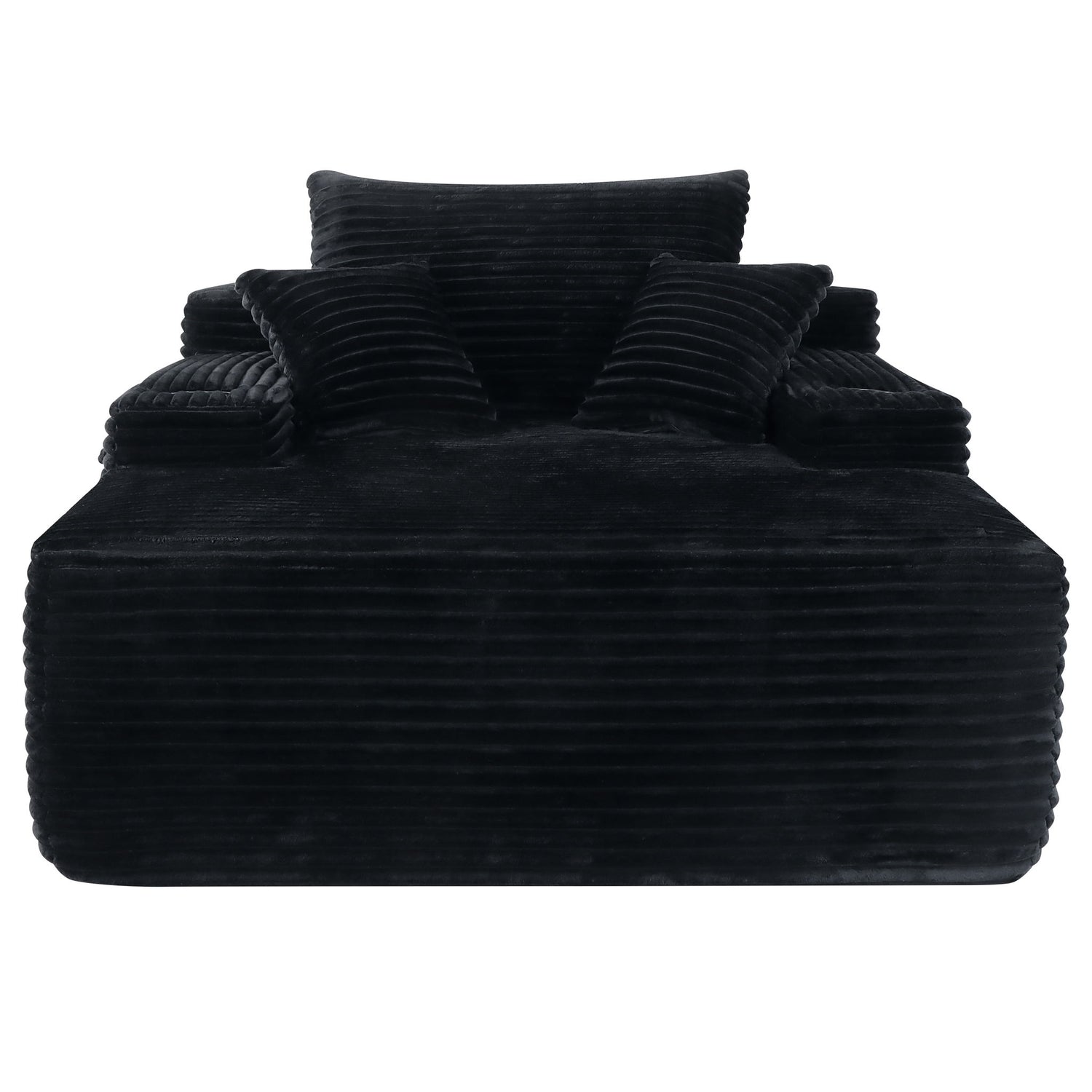 Convertible Chaise Lounge Chair &amp; Wide Armrest &amp; Throw Pillows - Black