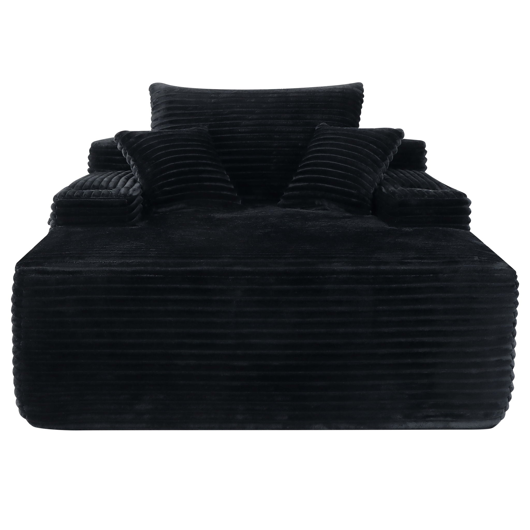 Convertible Chaise Lounge Chair &amp; Wide Armrest &amp; Throw Pillows - Black