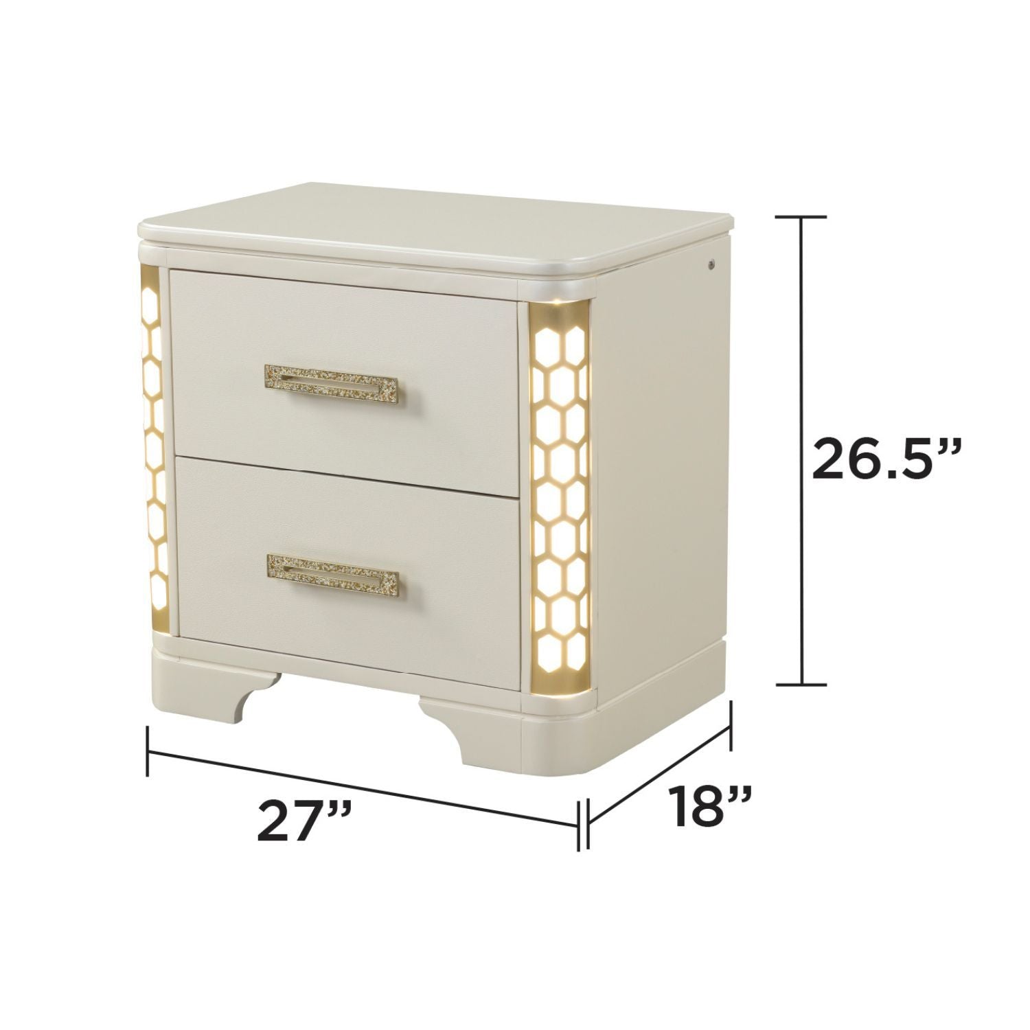 Jasmine - Nightstand With Side LED Lightning - Beige