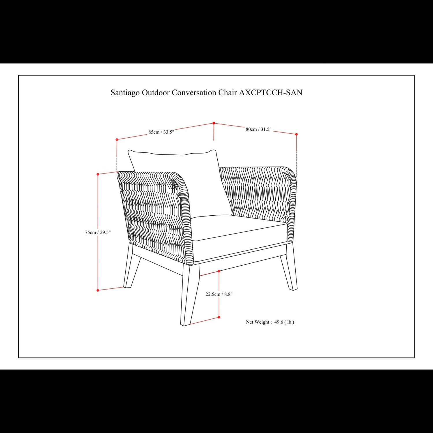Santiago - Outdoor Conversation Chair - Slate Gray