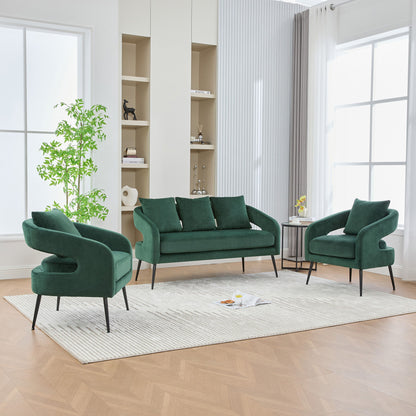 3 Piece Living Room Set, Loveseat &amp; 2 Accent Chairs